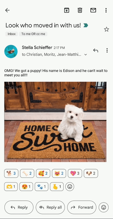 В Gmail появились эмодзи-реакции на письма, прямо как в Telegram и WhatsApp