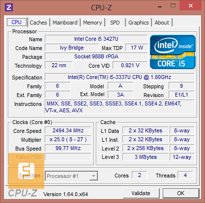 Характеристики Intel Core i5-3337U