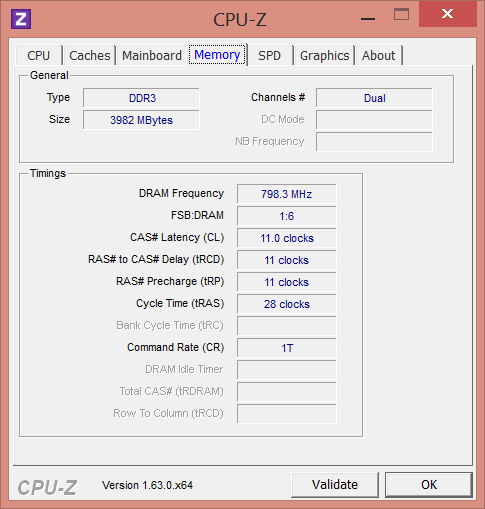 Характеристики оперативной памяти ASUS Transformer Book TX300CA