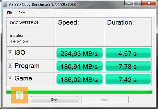Скорость копирования SSD OCZ Vertex 4 512