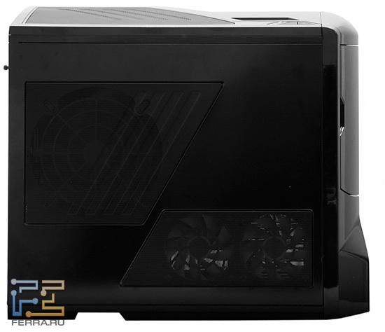 Вентиляторов на левой боковой стенке много