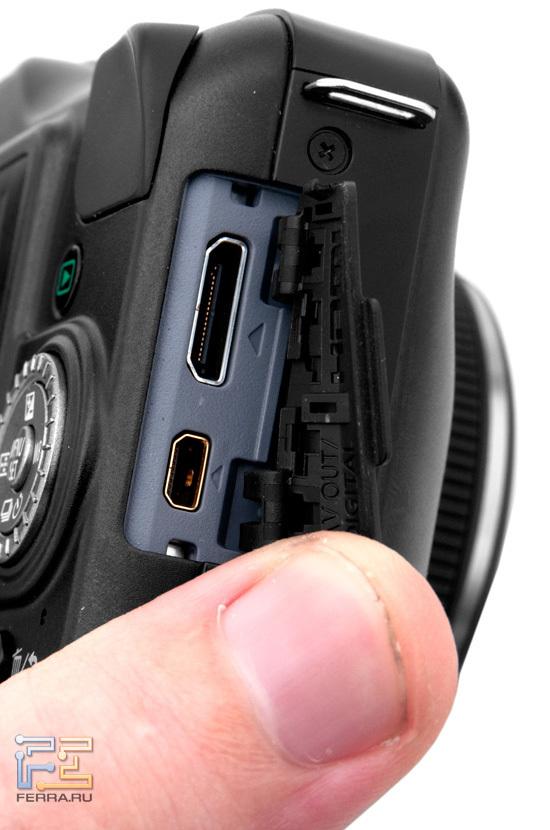 Разъемы microUSB и miniHMDI на корпусе Panasonic Lumix GF3