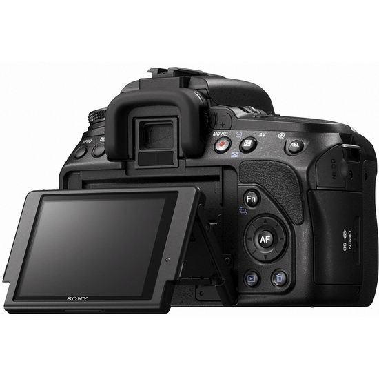 Sony Alpha A580 сзади: механизм поворотного экрана