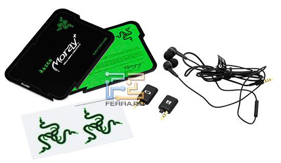 Гарнитура Razer Moray+ и кое-что из комплекта поставки