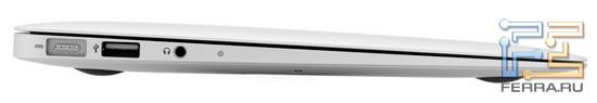 Левая грань Apple MacBook Air 11,6: MagSafe, USB, аудио выход