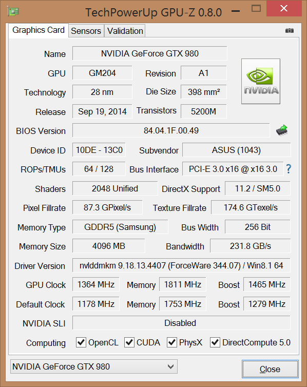 Разгон ASUS STRIX GeForce GTX 980 OC Edition (STRIX-GTX980-DC2OC-4GD5)