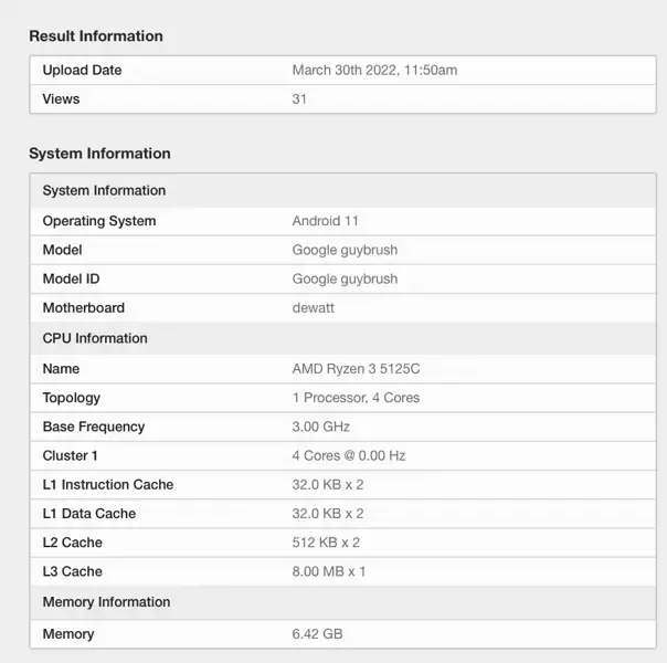 Популярный бенчмарк Geekbench раскрыл характеристики мобильного процессора AMD Ryzen 3 5125C