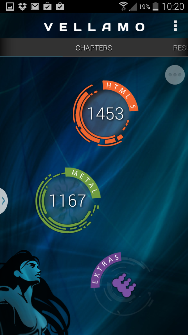 В Vellamo аппарат показывает отличный результат, хотя этот бенчмарк все же ориентирован на более простые устройства.