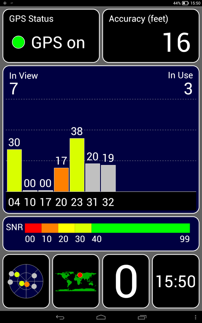 Результат тестирования Lenovo Yoga Tablet 10 в программе GPS Test