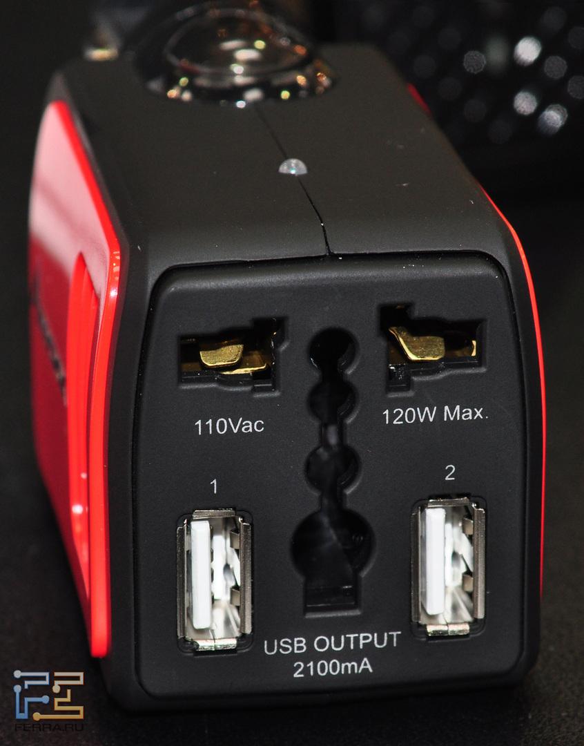 USB порты и розетка на 220V