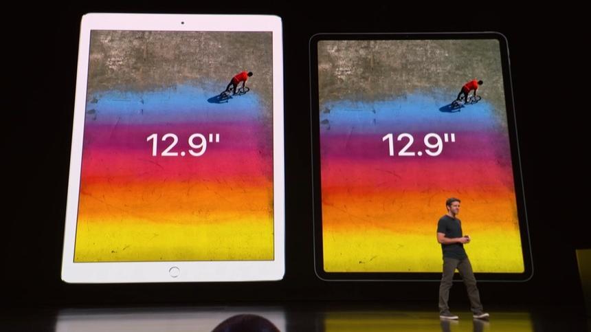 Старый 12,9-дюймовый iPad Pro (слева) против нового (справа)