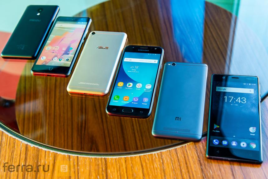 Слева направо: Meizu, Wileyfox, ASUS, Samsung, Xiaomi, Nokia