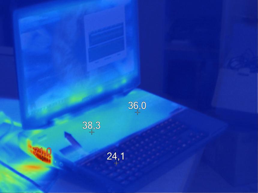 Температура корпуса MSI GT83VR 6RF Titan SLI в стресс-тестах