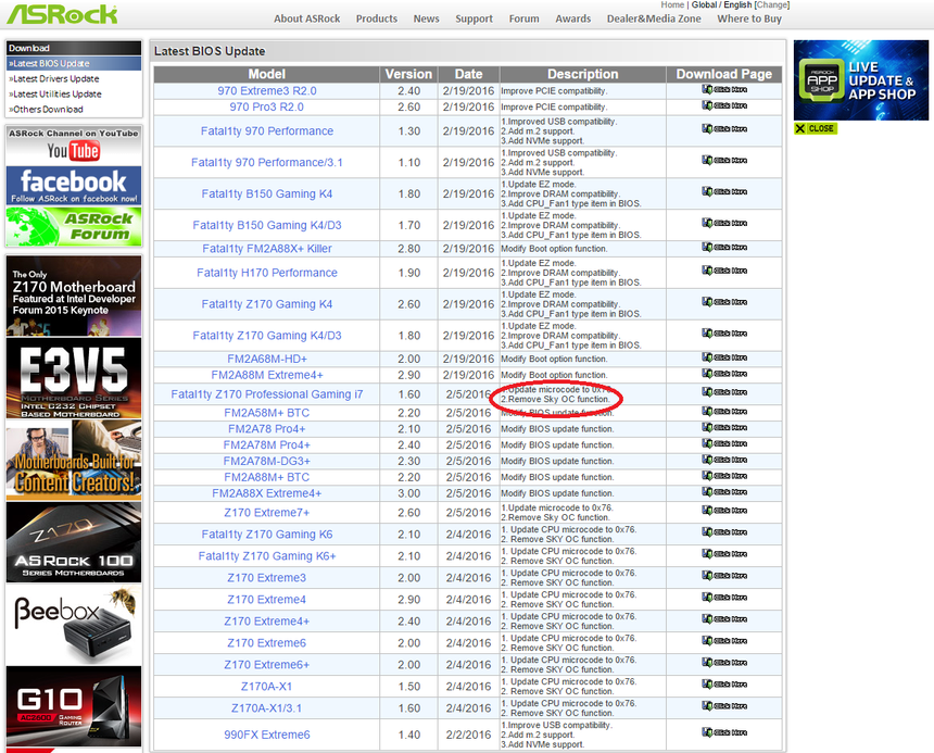 Отказ ASRock от функции SKY OC