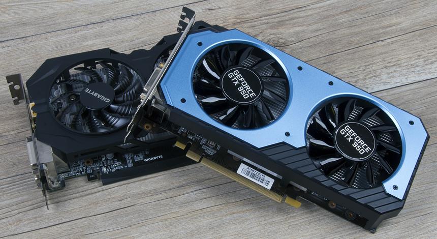 GIGABYTE GV-N950WF2OC-2GD и Palit GeForce GTX 950 StromX Dual