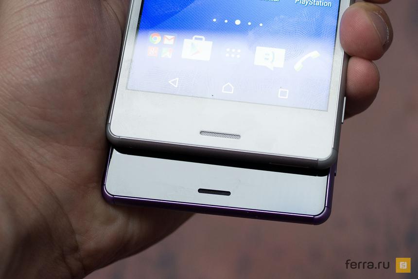 Верхние края корпуса Sony Xperia M4 Aqua и Xperia Z3