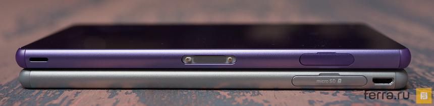 Левый торец корпусов Sony Xperia M4 Aqua и Xperia Z3