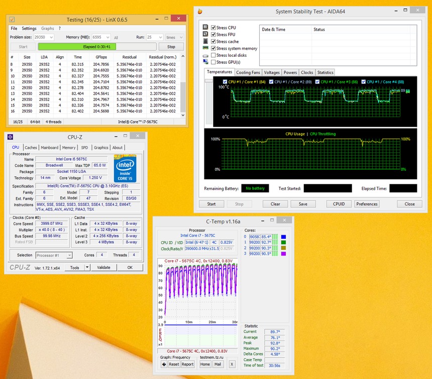 Проверка на стабильность Intel Core i5-5675C