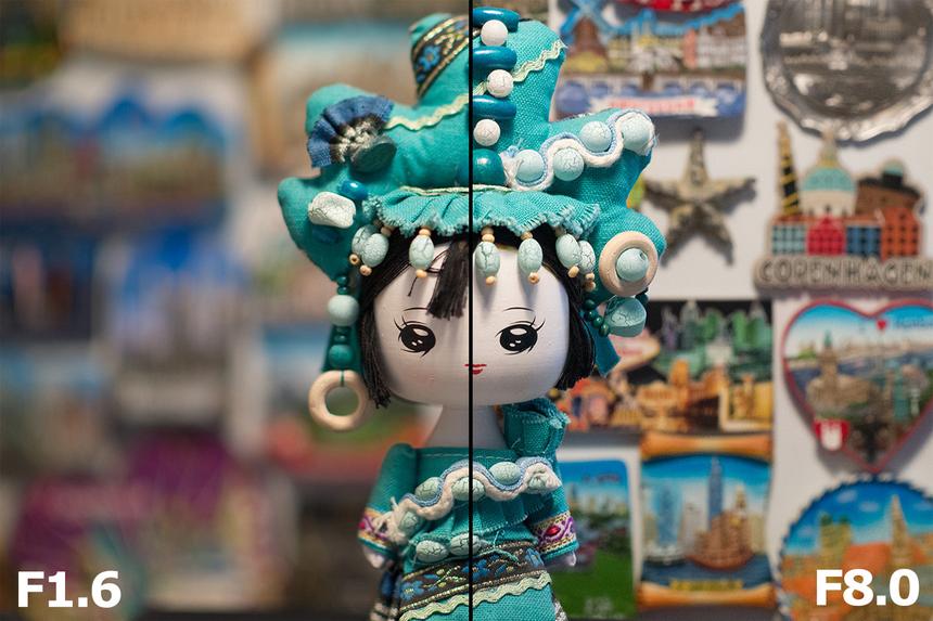 Сравнение глубины резкости на диафрагме 1.6 и 8