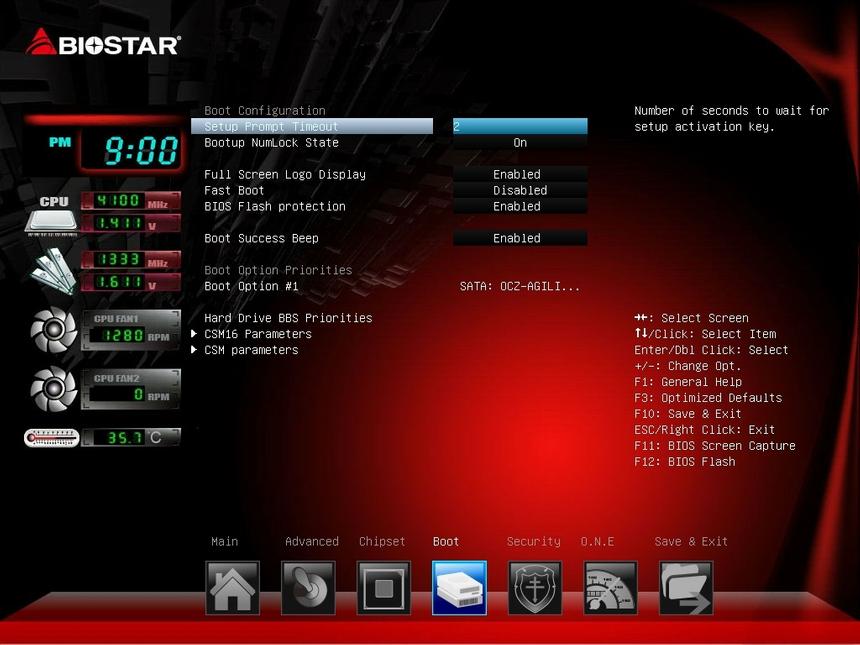 BIOS материнской платы BIOSTAR Hi-Fi A88W 3D, меню Boot
