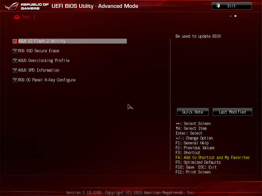 Меню BIOS материнской платы ASUS MAXIMUS VI FORMULA