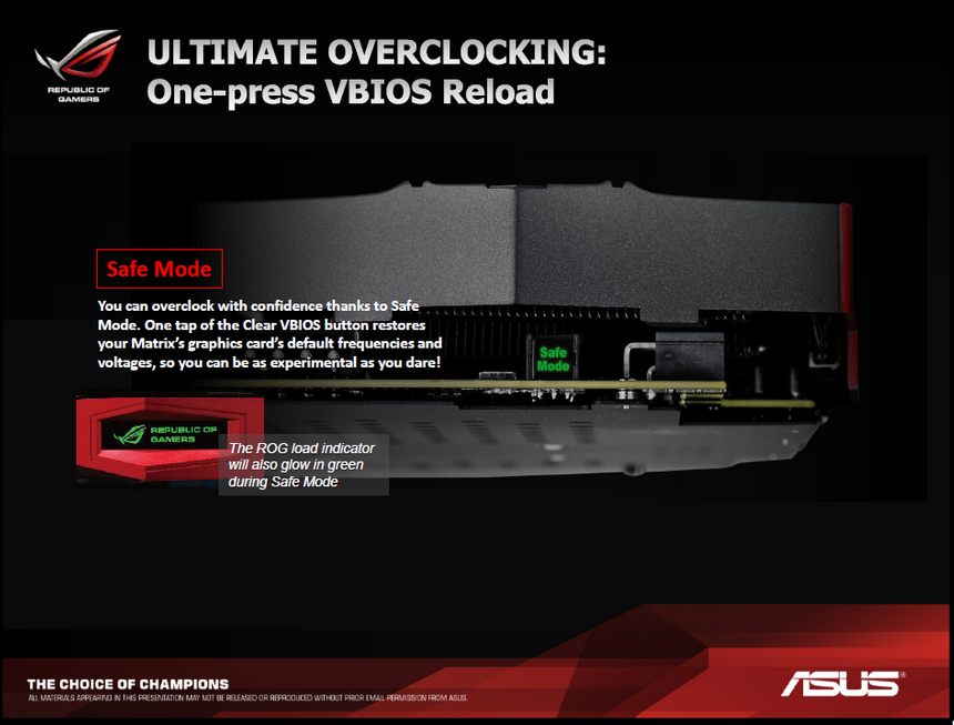 Клавиша Safe Mode сбрасывает все настройки BIOS карты