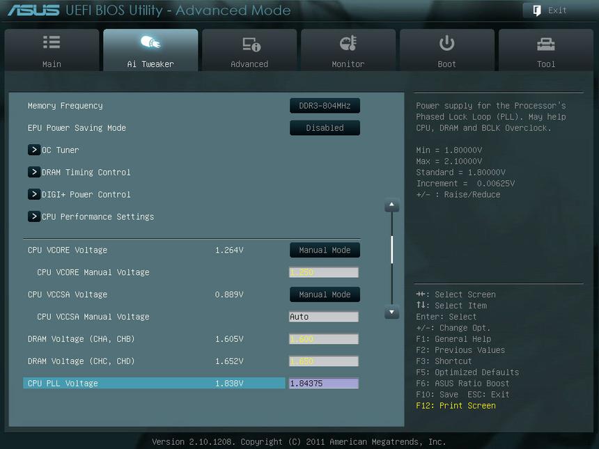 Вкладка AI Tweaker (продолжение)