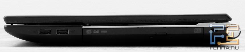 Правый торец Acer Aspire V3-571G: Kensigton Lock, два USB