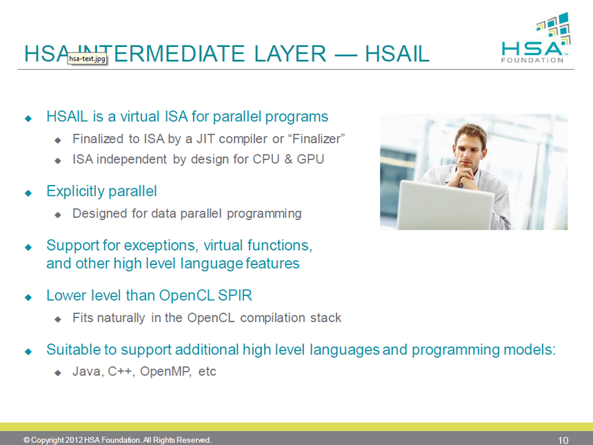 Архитектура HSA имеет собственный набор ISA - HSAIL