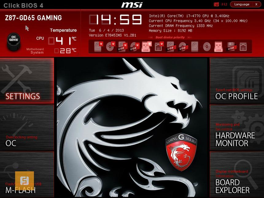 Основное меню BIOS