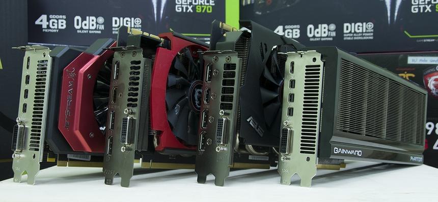 Четыре видеокарты NVIDIA GeForce GTX 980 от ASUS, GAINWARD, Palit и MSI