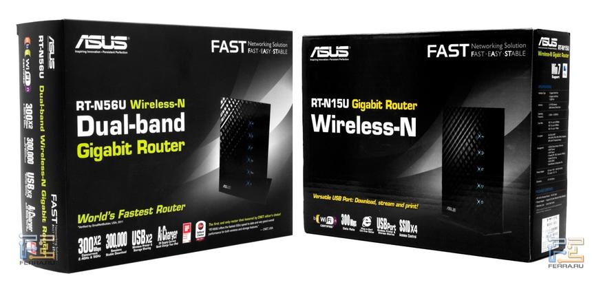 Коробки обоих роутеров ASUS выполнены в едином стиле