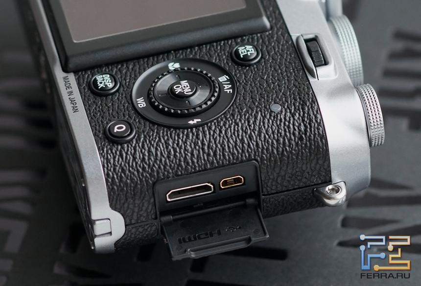 Разъемы для подключения кабелей к Fujifilm X100S
