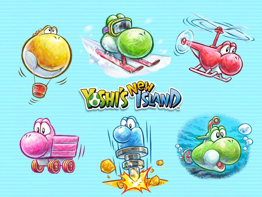 Все виды преображений йоши на одной картинке