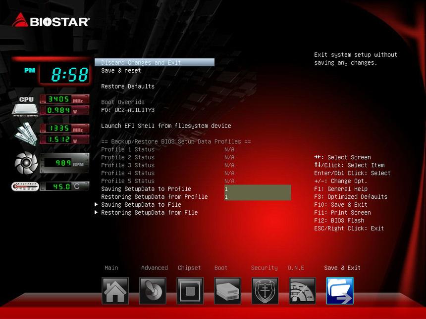Основное меню BIOS
