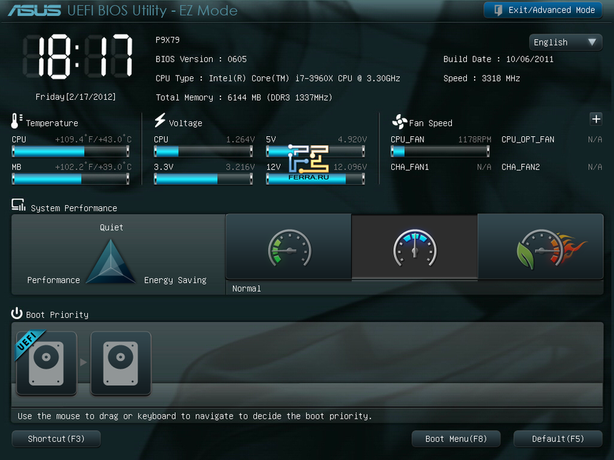 Заглавная страница BIOS
