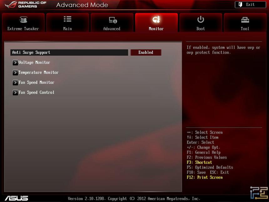 ASUS Maximus V Gene UEFI, меню Monitor