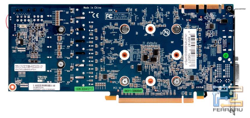 Видеокарта KFA2 GTX 670 EX OC. Вид с обратной стороны