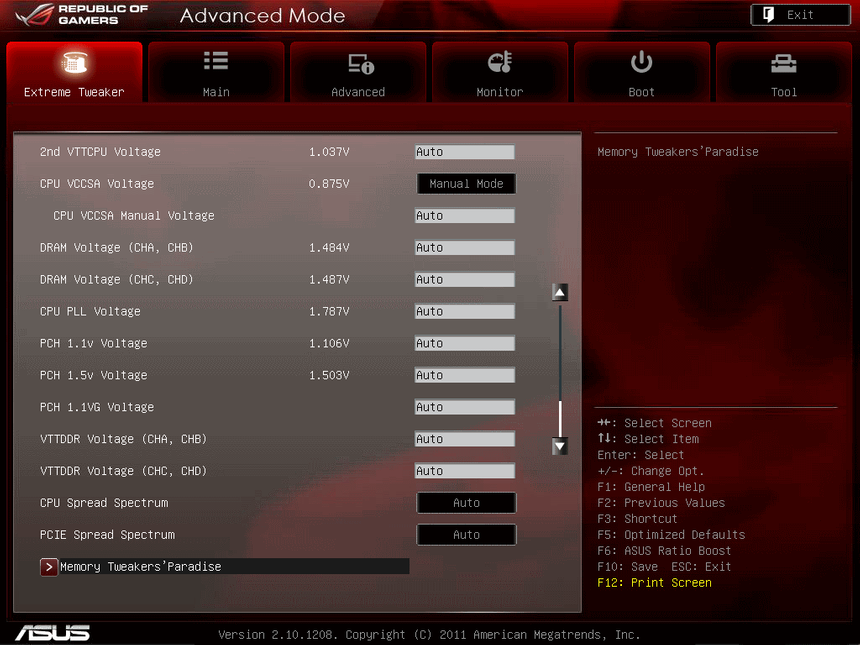 UEFI, меню Extreme Tweaker
