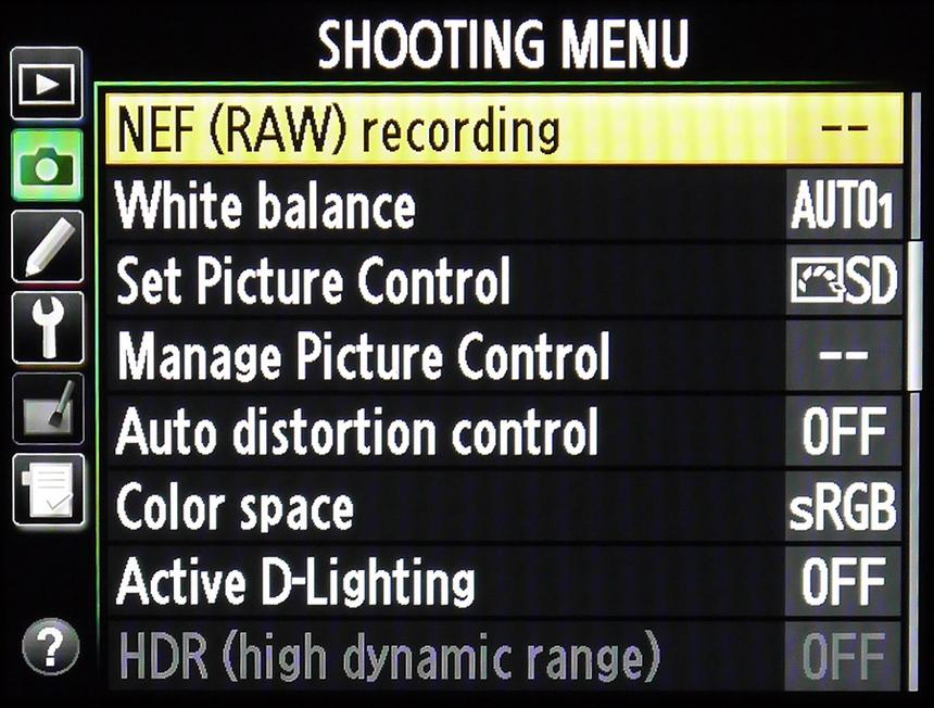 Интерфейс Nikon D610