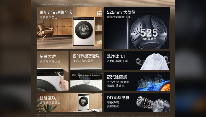 Xiaomi выпустила недорогую стиральную машину с защитой от вирусов и клещей