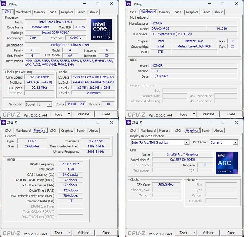 Сведения о системе в CPU-Z