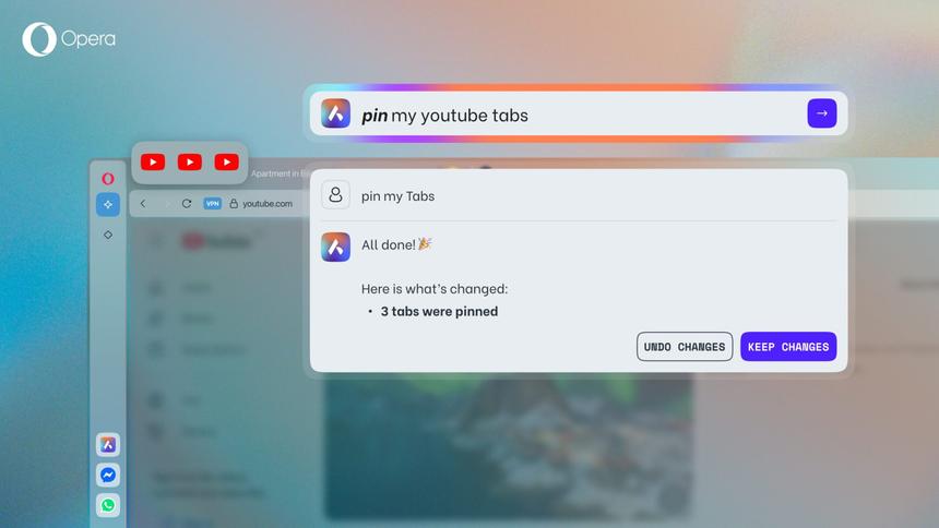 ИИ-управление вкладками появилось в браузере Opera One