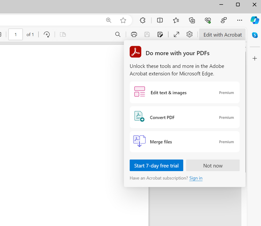 Microsoft обяжет всех пользователей использовать в браузере Edge PDF-движок Adobe