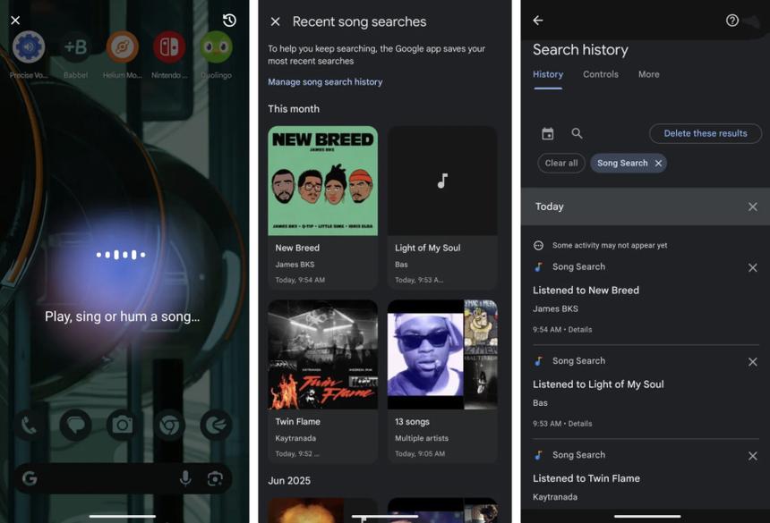 Визуальный поиск Circle to Search от Google начал сохранять историю поиска песен