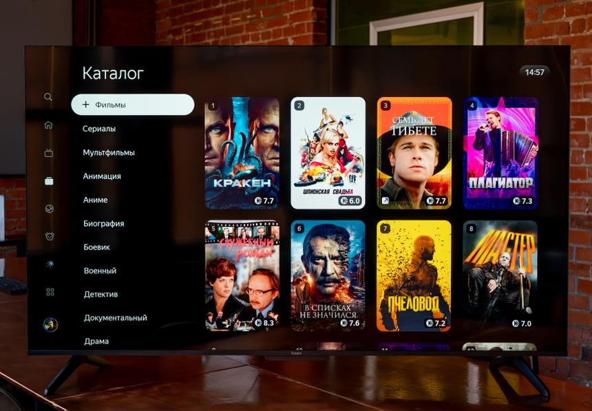 65" Яндекс ТВ Станция Бейсик QLED: яркий дисплей и Алиса с управлением голосом без пульта